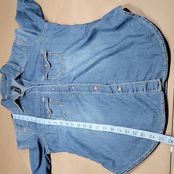 Seven7 Size S Pearl-Like Snap Front Denim Shirt, Western Style, Good Used Cond. - Picture 9 of 14